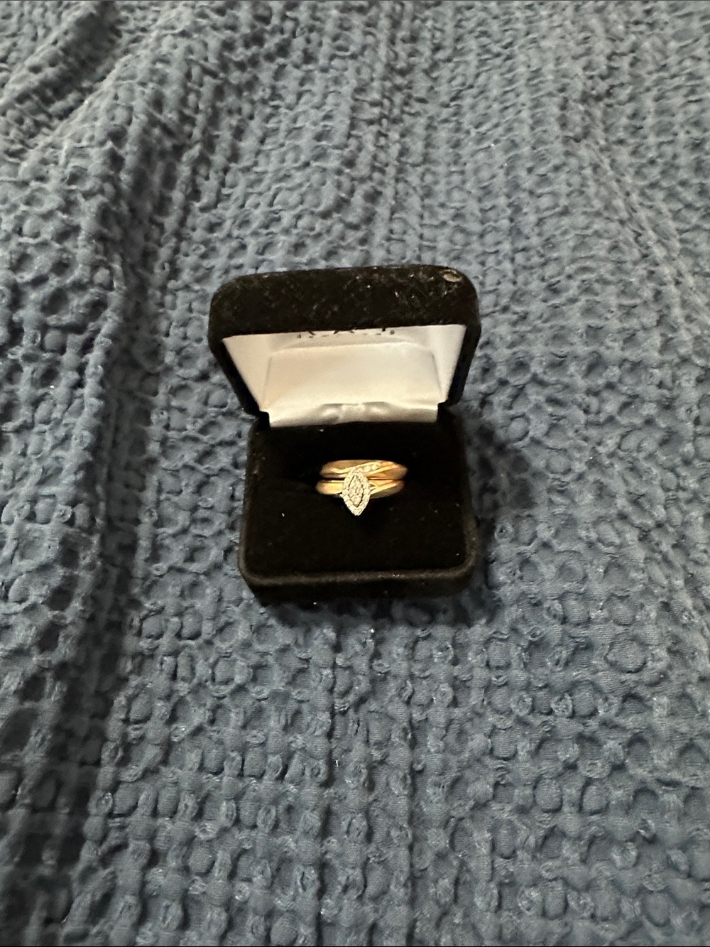 Gold Marquise Halo Stackable Ring - Women's Jewelry